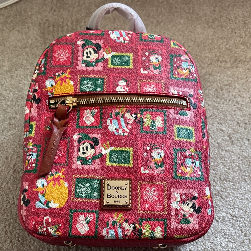 Dooney & Bourke Red Holiday Backpack with Disney Characters